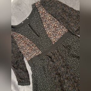 Anthropologie Women's Sz L Black Maxi Country Dress Vintage Style 70's High-Low